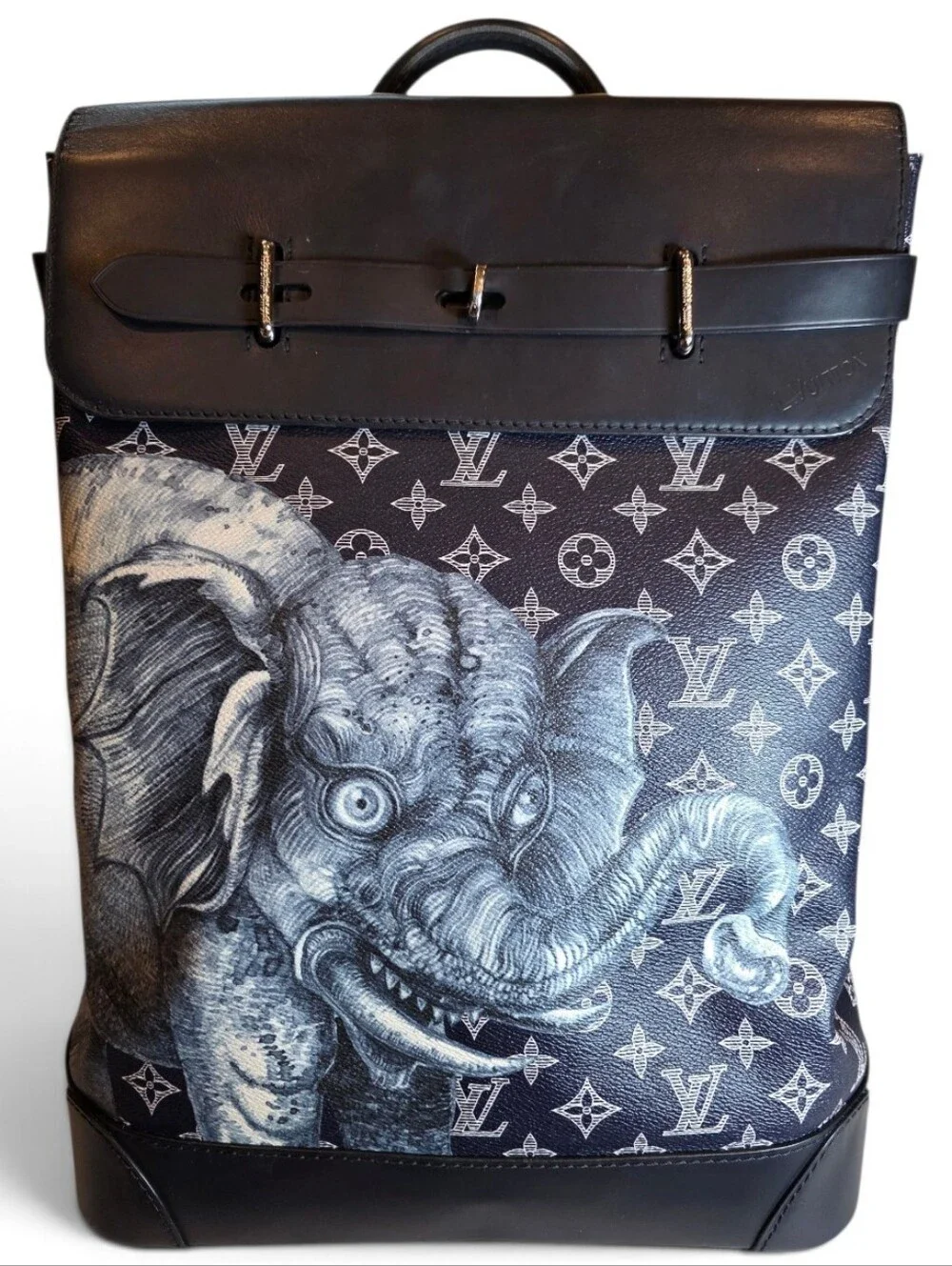 Louis Vuitton Chapman Brothers Steamer Backpack Black & Gray Monogram Elephant